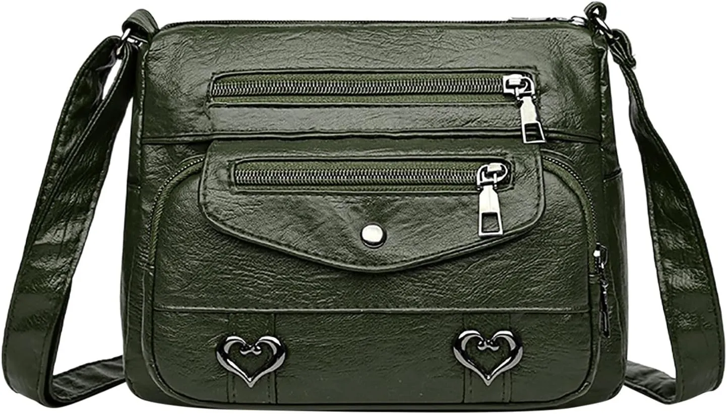 Puffy Crossbody Bags for Women Cute Hobo Tote Handbags Mini Clutch Purses with Zipper Closure Fashion Beach Bag(Green)