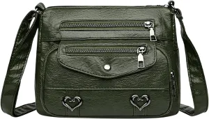 Puffy Crossbody Bags for Women Cute Hobo Tote Handbags Mini Clutch Purses with Zipper Closure Fashion Beach Bag(Green)