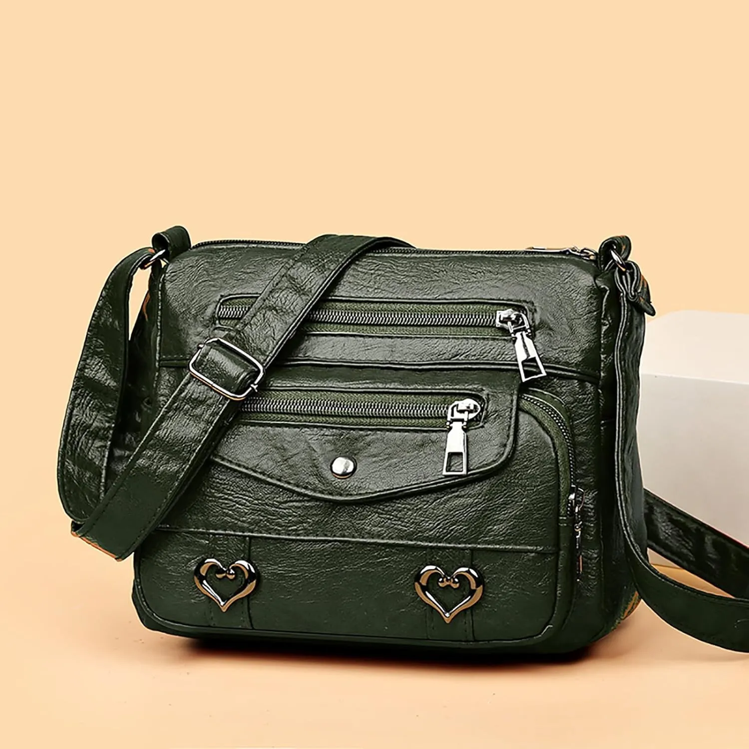 Puffy Crossbody Bags for Women Cute Hobo Tote Handbags Mini Clutch Purses with Zipper Closure Fashion Beach Bag(Green)