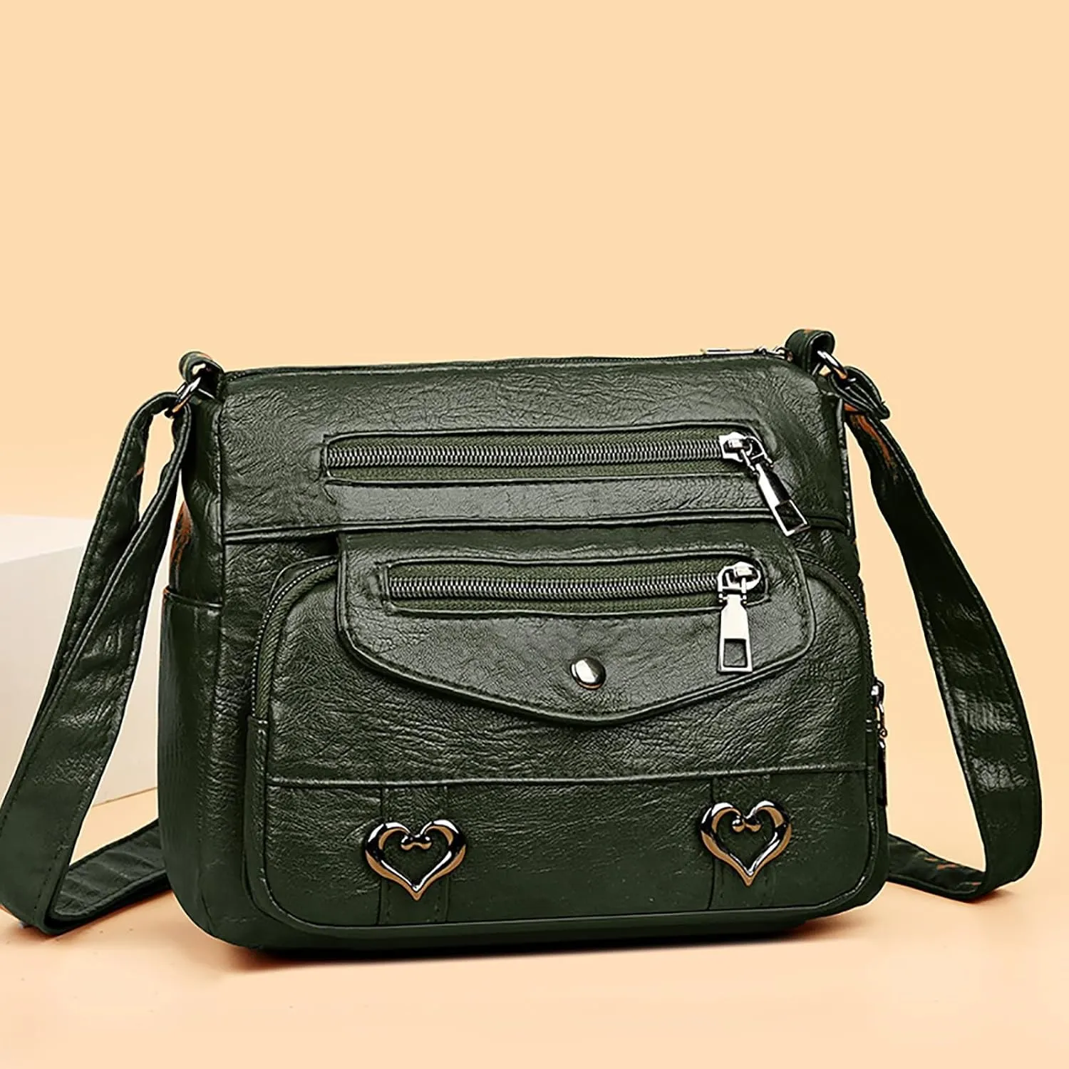 Puffy Crossbody Bags for Women Cute Hobo Tote Handbags Mini Clutch Purses with Zipper Closure Fashion Beach Bag(Green)