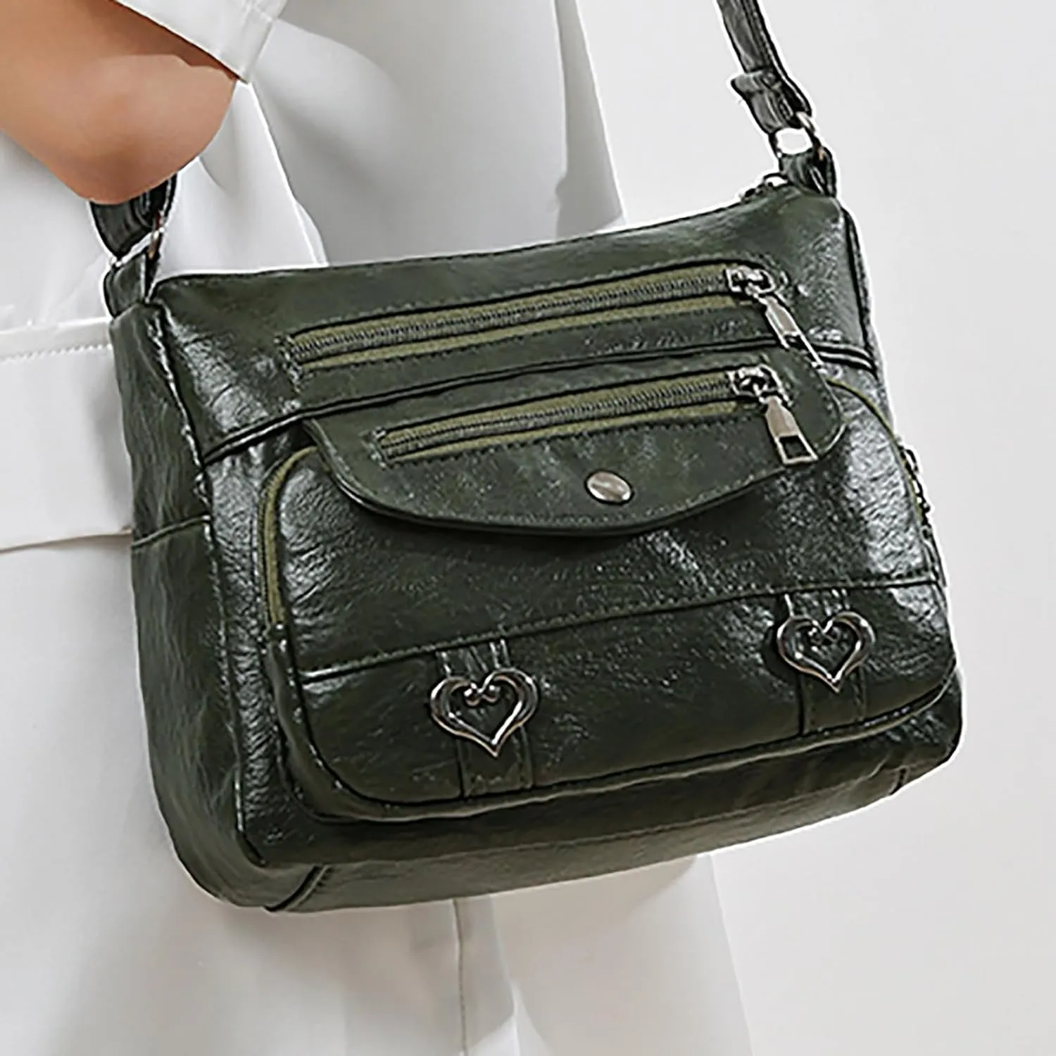 Puffy Crossbody Bags for Women Cute Hobo Tote Handbags Mini Clutch Purses with Zipper Closure Fashion Beach Bag(Green)