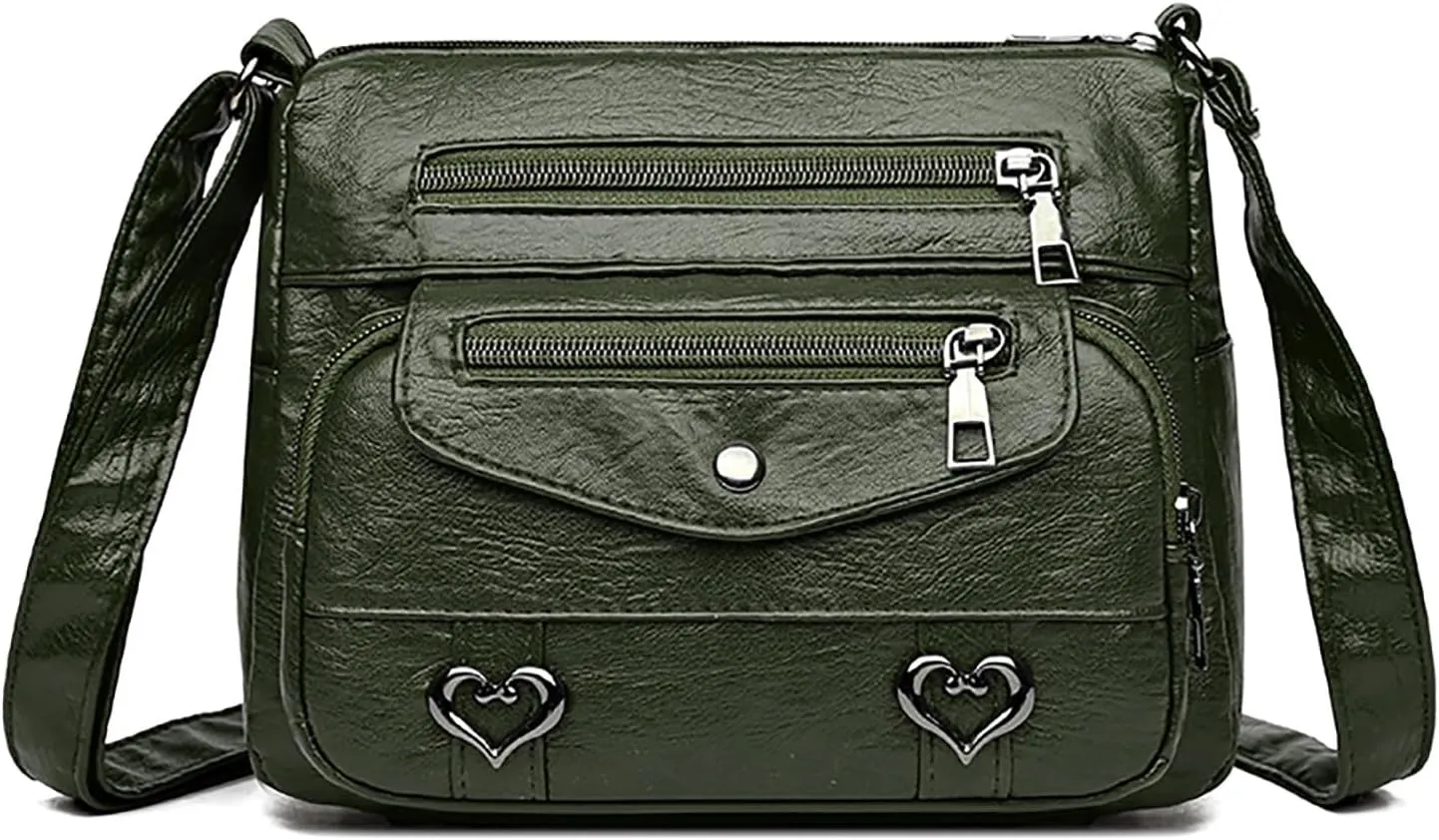Puffy Crossbody Bags for Women Cute Hobo Tote Handbags Mini Clutch Purses with Zipper Closure Fashion Beach Bag(Green)