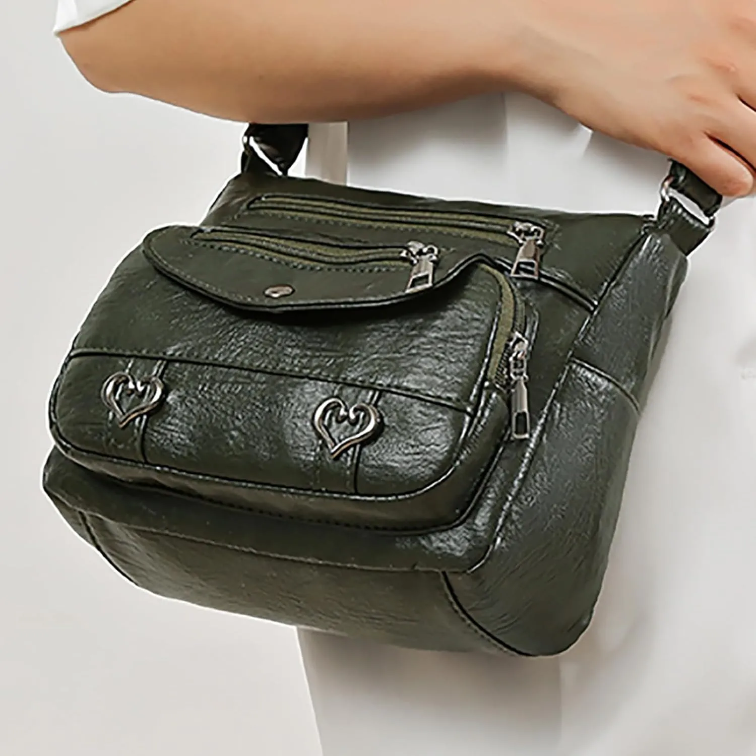 Puffy Crossbody Bags for Women Cute Hobo Tote Handbags Mini Clutch Purses with Zipper Closure Fashion Beach Bag(Green)