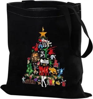 PXTIDY Musical Theater Christmas Tote Bag Musical Theatre Christmas Gift Reusable Grocery Bag Thespian Gift