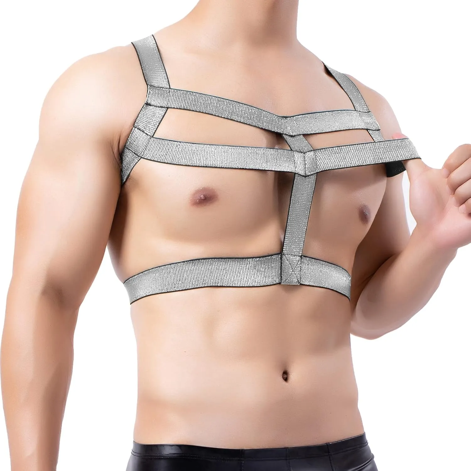 QiaTi Men Chest Harness Mens Shoulder Strap Fitness Shoulder Rubber Sports Shoulder Straps