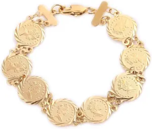 Queen Head Jewelry Coin Bracelet Jewelry Gold Color Bracelets for Women