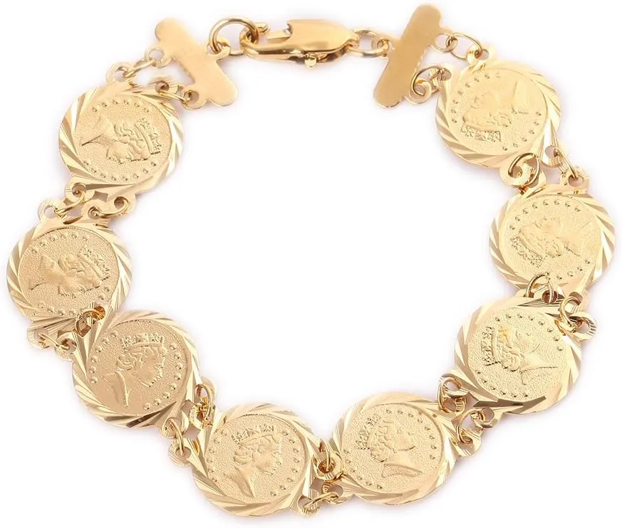 Queen Head Jewelry Coin Bracelet Jewelry Gold Color Bracelets for Women