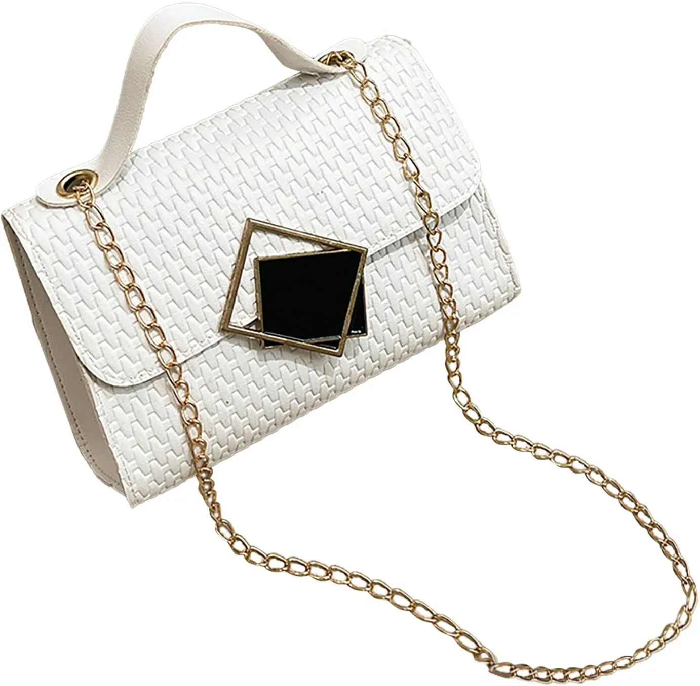 Quilted Crossbody Bags for Women Retro Studded Crossbody Bags Small Shoulder Purses Cute Purse for Women Trendy(White)