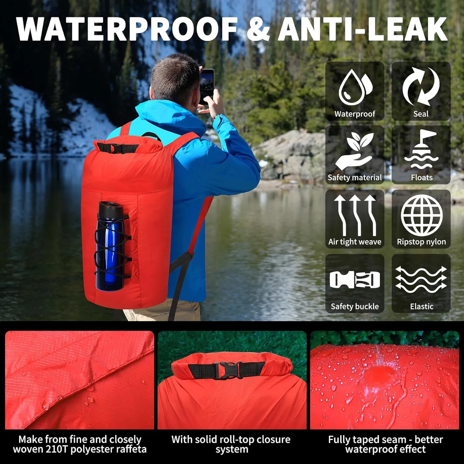 R2Depot Lightweight Packable Backpack 20L, Waterproof Foldable Hiking Daypacks for Travel (Red)