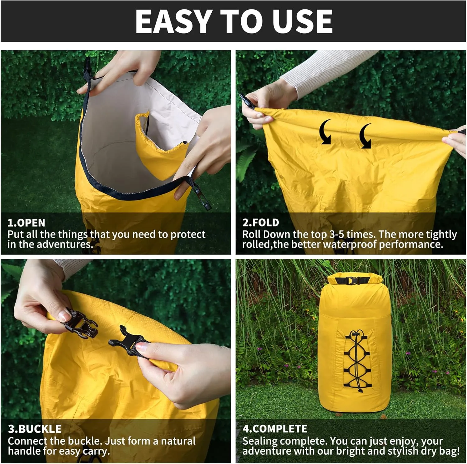 R2Depot Lightweight Packable Backpack 20L, Waterproof Foldable Hiking Daypacks for Travel (Yellow)