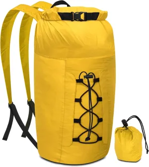 R2Depot Lightweight Packable Backpack 20L, Waterproof Foldable Hiking Daypacks for Travel (Yellow)