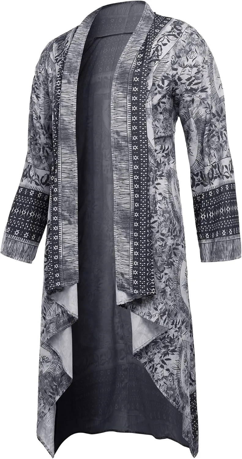 RAGEMALL Men Long Cardigan Loose Open Front Ruffle Shawl Collar Drape Cape Vintage Cloak