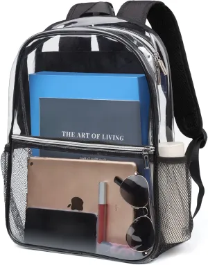REAWUL Clear Backpack Heavy Duty Large TPU Transparent Backpacks See Through Backpacks for Security Travel,College. (Clear)