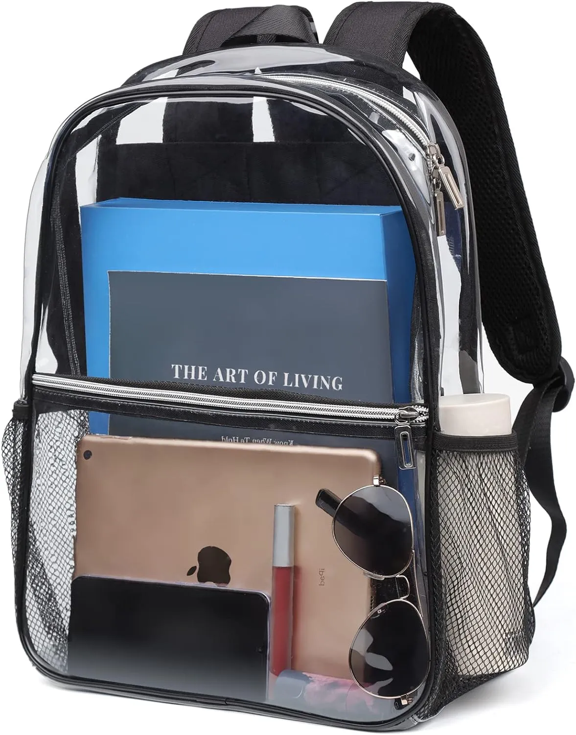 REAWUL Clear Backpack Heavy Duty Large TPU Transparent Backpacks See Through Backpacks for Security Travel,College. (Clear)