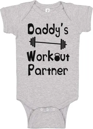 Reaxion Handmade Funny Baby Boy Girl Mommy's or Daddy's Workout Partner Bodysuits Clothes