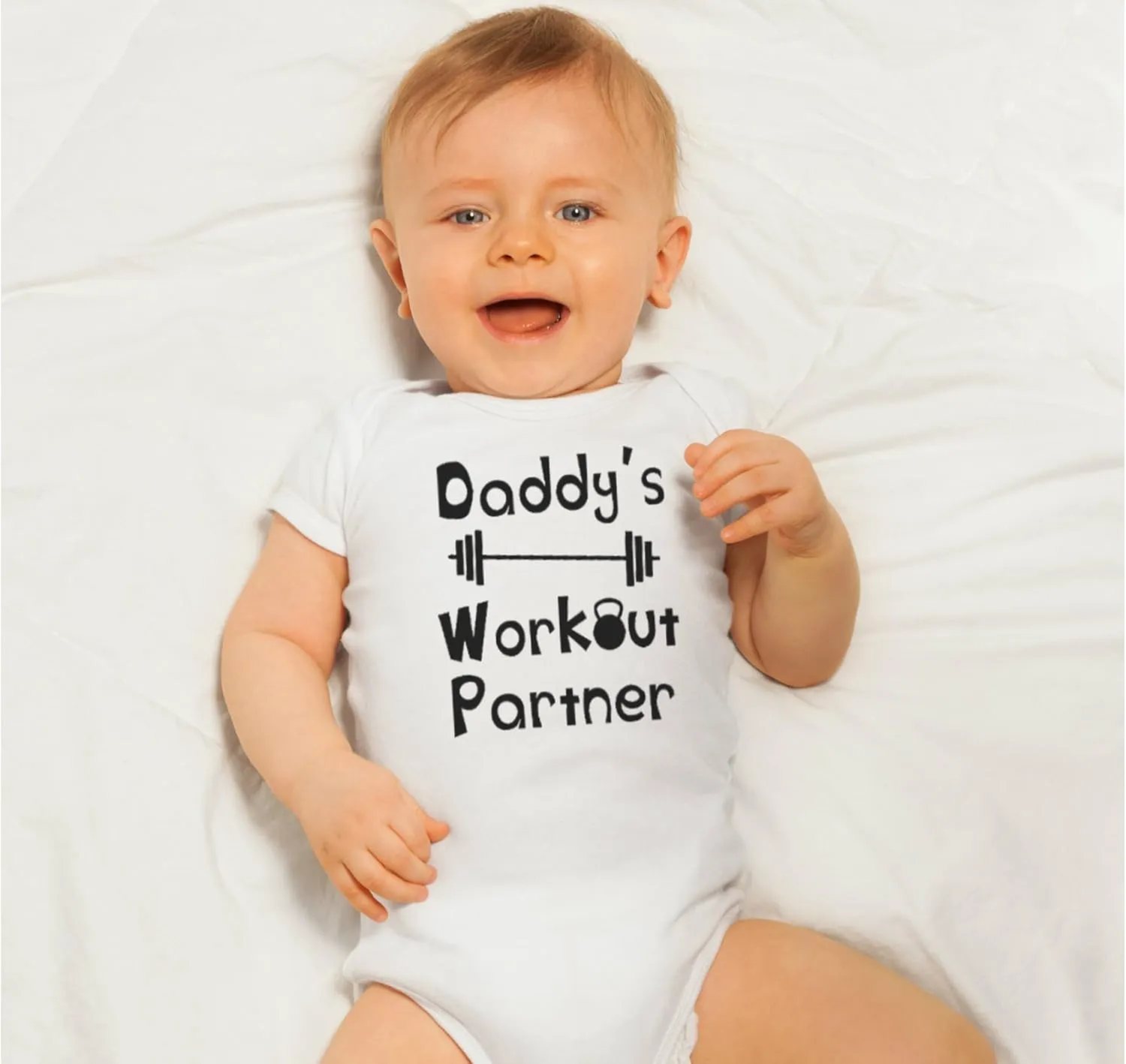 Reaxion Handmade Funny Baby Boy Girl Mommy's or Daddy's Workout Partner Bodysuits Clothes