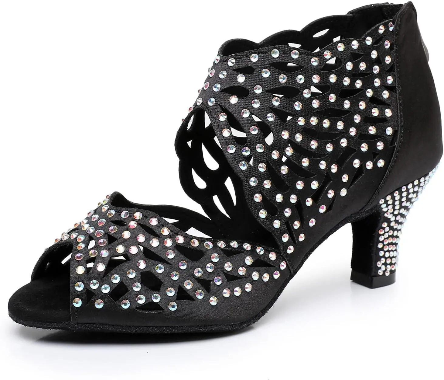 Rhinestone Ballroom Dance Shoes Latin Salsa Shoes for Women Cut Out Sandals, Model L621