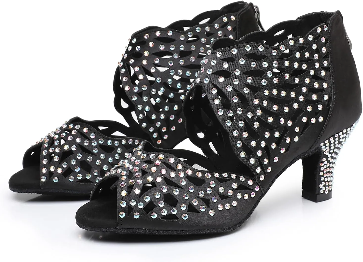 Rhinestone Ballroom Dance Shoes Latin Salsa Shoes for Women Cut Out Sandals, Model L621