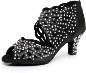 Rhinestone Ballroom Dance Shoes Latin Salsa Shoes for Women Cut Out Sandals, Model L621