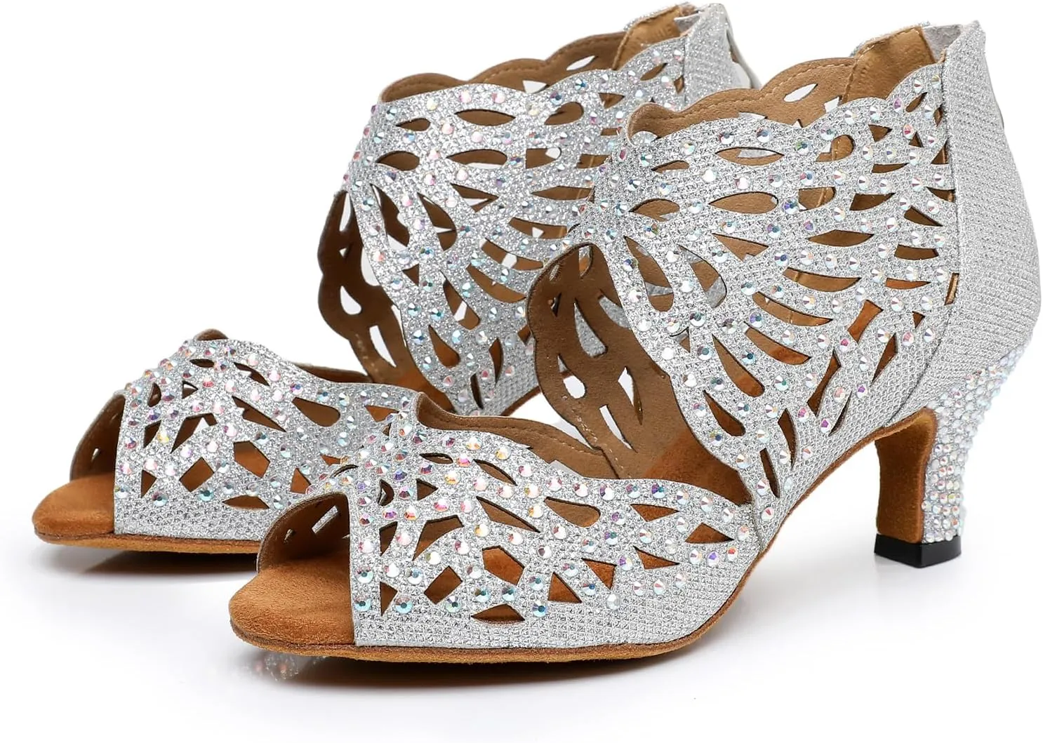 Rhinestone Ballroom Dance Shoes Latin Salsa Shoes for Women Cut Out Sandals, Model L621