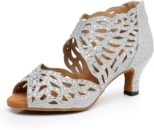 Rhinestone Ballroom Dance Shoes Latin Salsa Shoes for Women Cut Out Sandals, Model L621