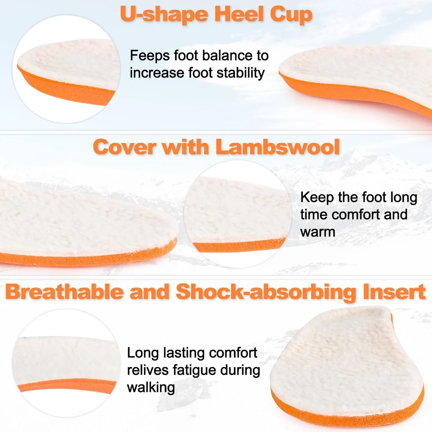 Riemot Lamb's Wool Insoles - Fall and Winter Warm Shoe Inserts for Sneakers, Work and Hiking Shoes - Breathable, Comfortable Replaceable Boot Sole for Women/Men, White US5