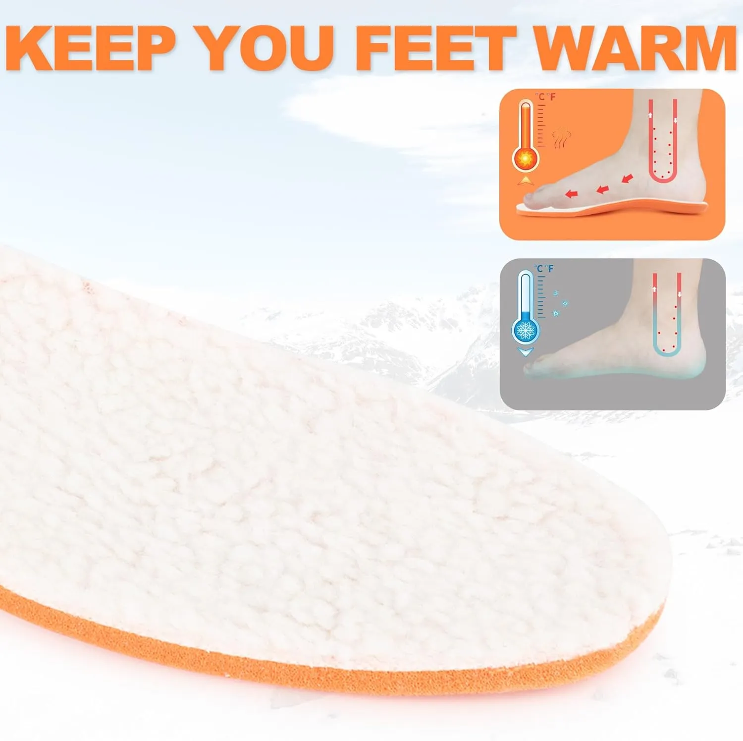 Riemot Lamb's Wool Insoles - Fall and Winter Warm Shoe Inserts for Sneakers, Work and Hiking Shoes - Breathable, Comfortable Replaceable Boot Sole for Women/Men, White US5