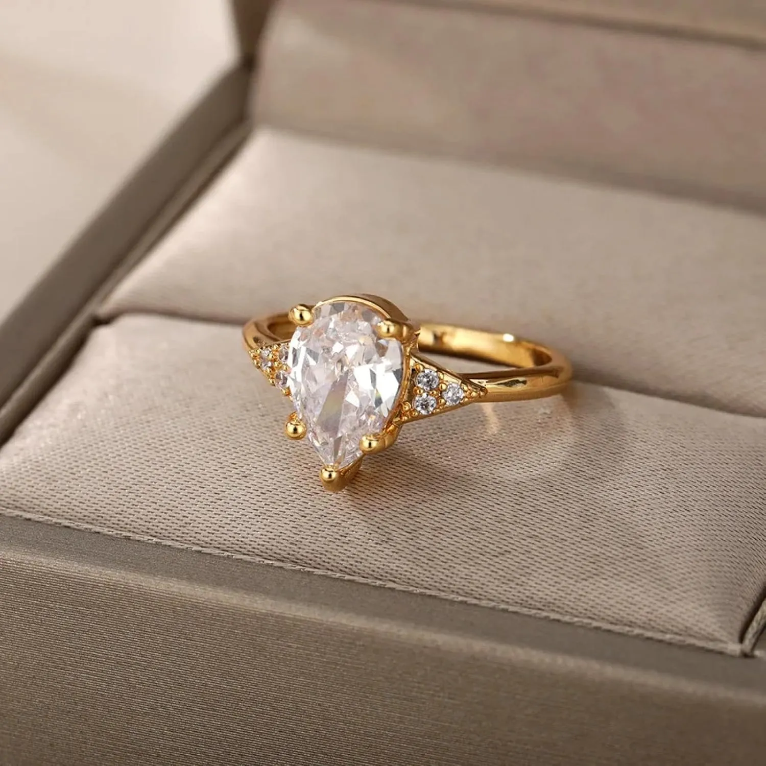 Rings Rings Jewelry Women Men Water Drop Rings Women Shiny Wedding Couple Rings