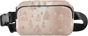 Rose Gold Christmas Trees Women Fanny Packs Waterproof Anti Theft Belt Bag Cute Waist Pack for Women