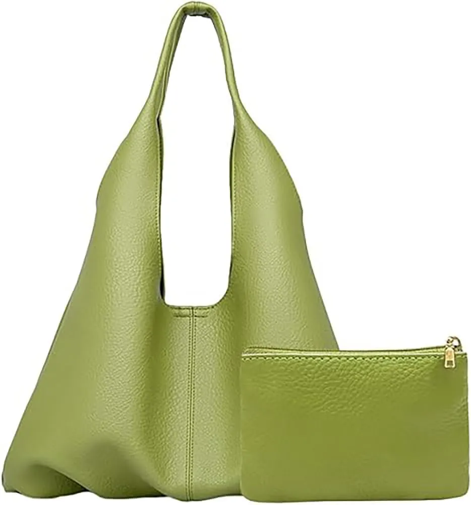 Rungion Womens Soft Vegan Leather Shoulder Bag Fashion Large Triangular Totes Handbag 2pcs Set Purse Top Handle Satchel