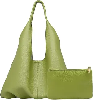 Rungion Womens Soft Vegan Leather Shoulder Bag Fashion Large Triangular Totes Handbag 2pcs Set Purse Top Handle Satchel