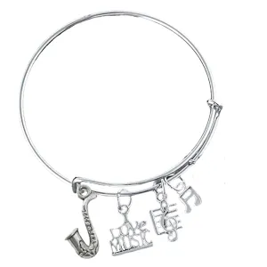 Saxophone Charm Bangle Bracelet - Music Jewelry Gift - Saxophone Jewelry - Marching Band Bracelet -Music Lover Jewelry Gift for Women and Teens