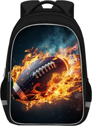 School Backpack for Boys - American Football Boys Backpack for Kids Children Elementary Middle School - 17 Inch Sport Bookbag Travel Back Pack for Ages 6-14