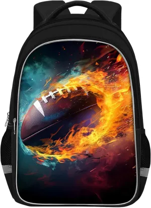 School Backpack for Boys - American Football Boys Backpack for Kids Children Elementary Middle School - 17 Inch Sport Bookbag Travel Back Pack for Ages 6-14