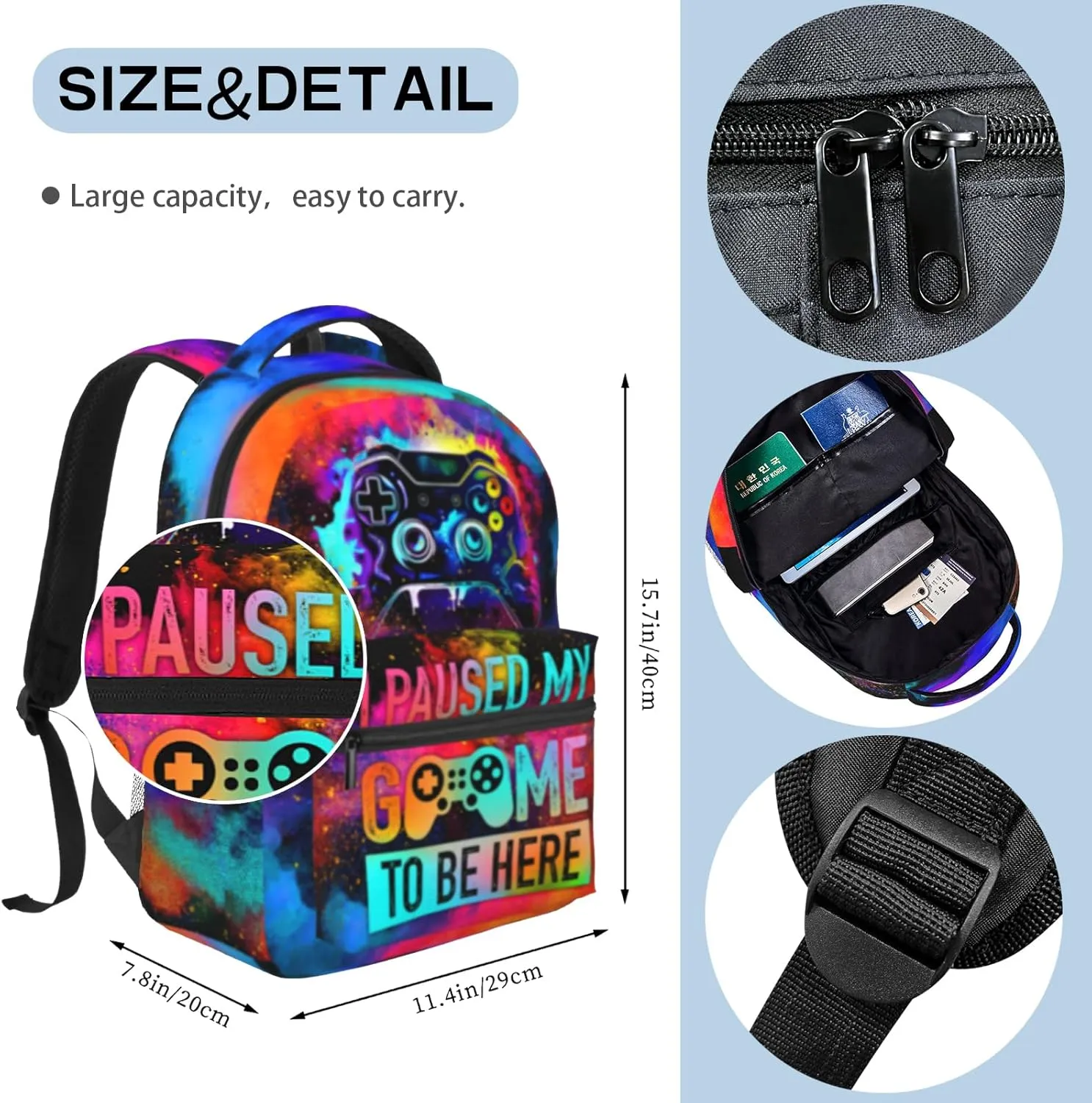 School Backpack for Boys Video Game Boys Backpack for Kids Children Teens Elementary Middle School - Students Bookbag Ages 6-18, Game Bookbag Travel Back Pack