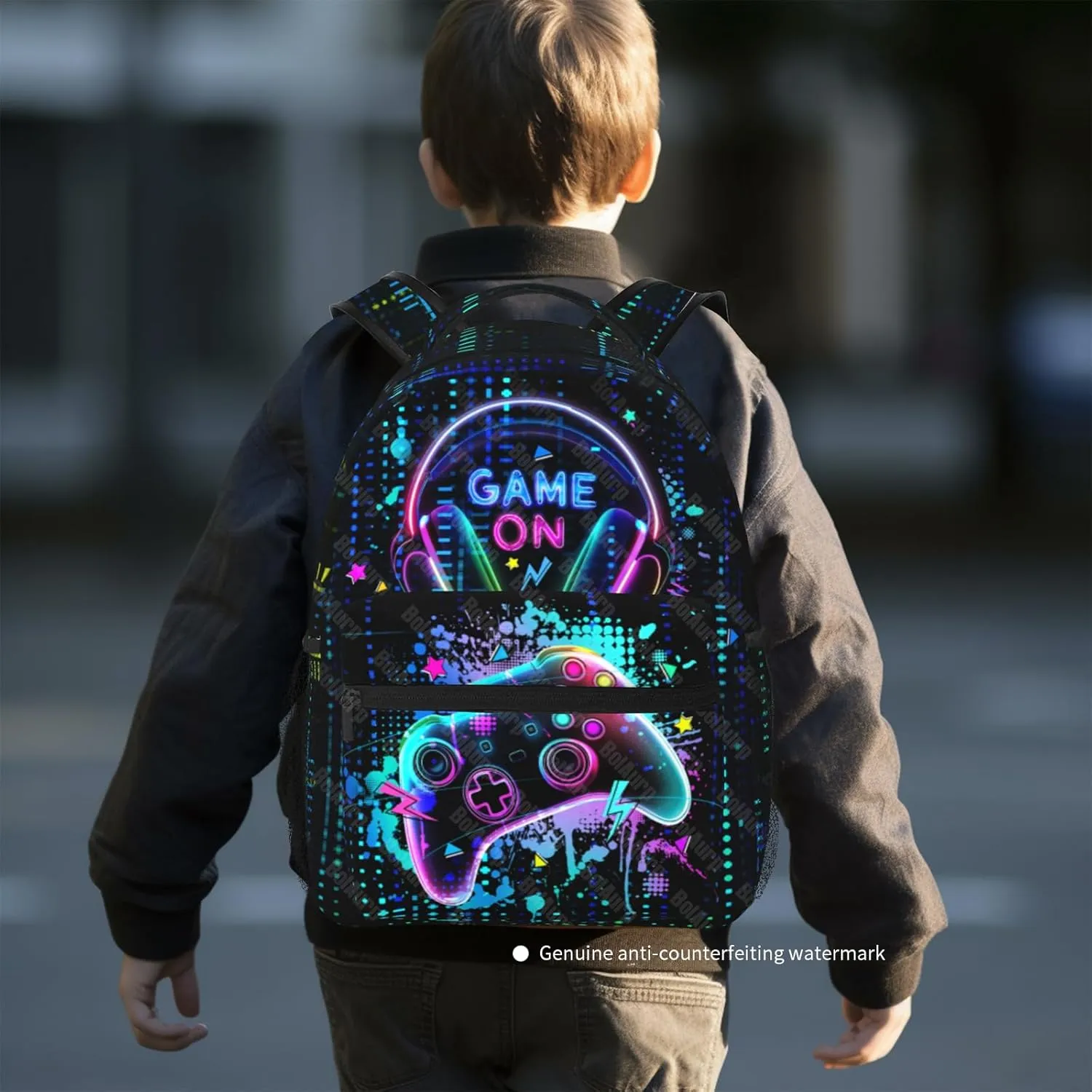 School Backpack for Boys Video Game Boys Backpack for Kids Children Teens Elementary Middle School - Students Bookbag Ages 6-18, Game Bookbag Travel Back Pack