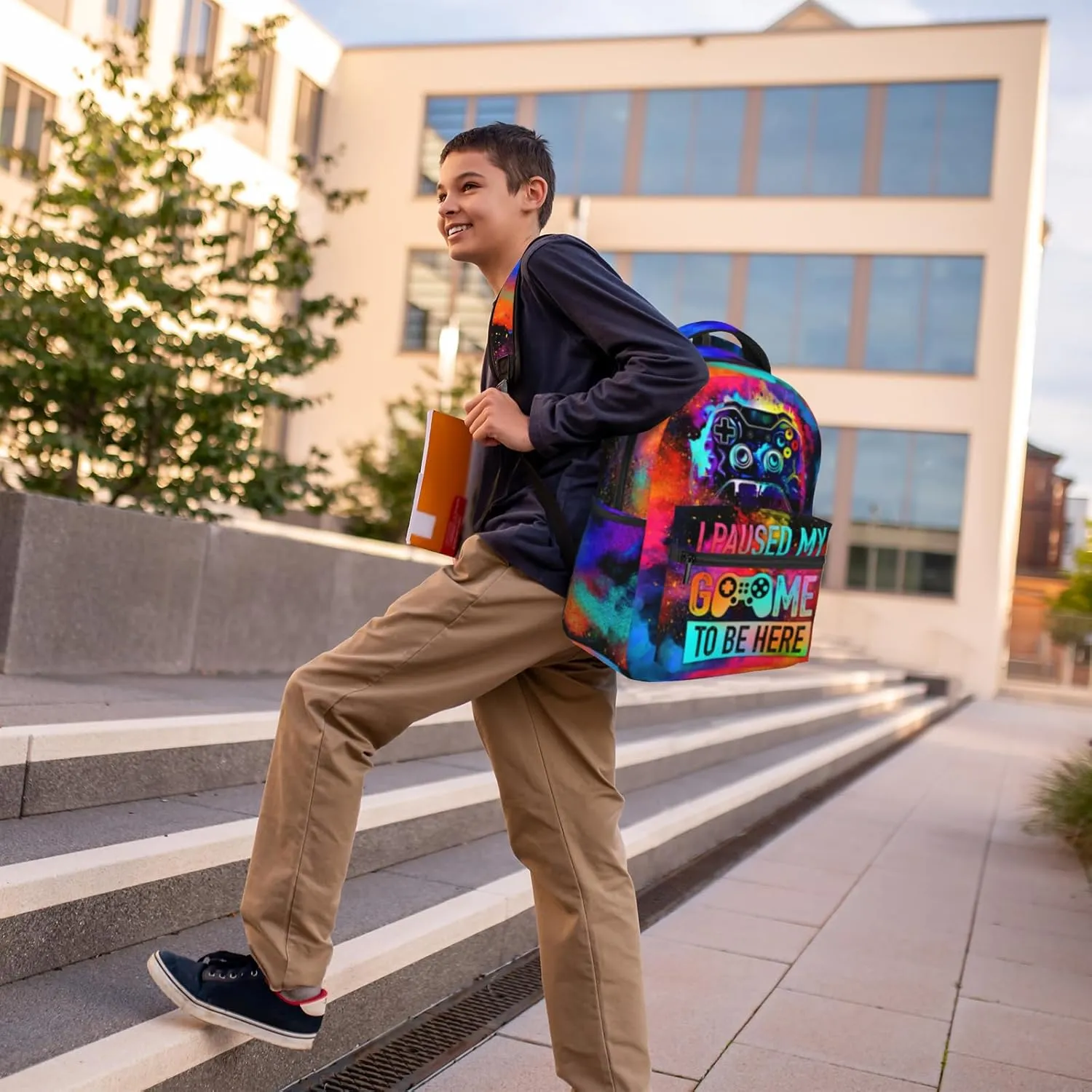 School Backpack for Boys Video Game Boys Backpack for Kids Children Teens Elementary Middle School - Students Bookbag Ages 6-18, Game Bookbag Travel Back Pack