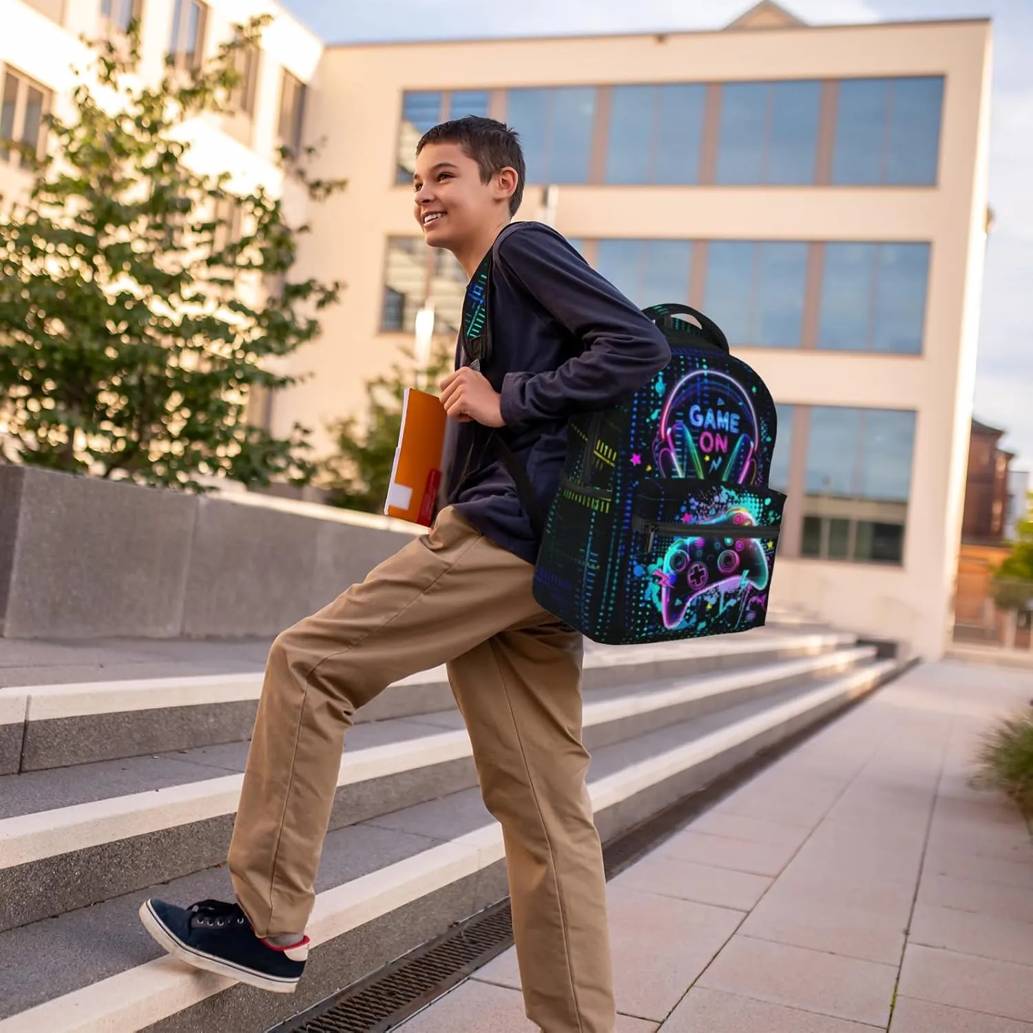 School Backpack for Boys Video Game Boys Backpack for Kids Children Teens Elementary Middle School - Students Bookbag Ages 6-18, Game Bookbag Travel Back Pack
