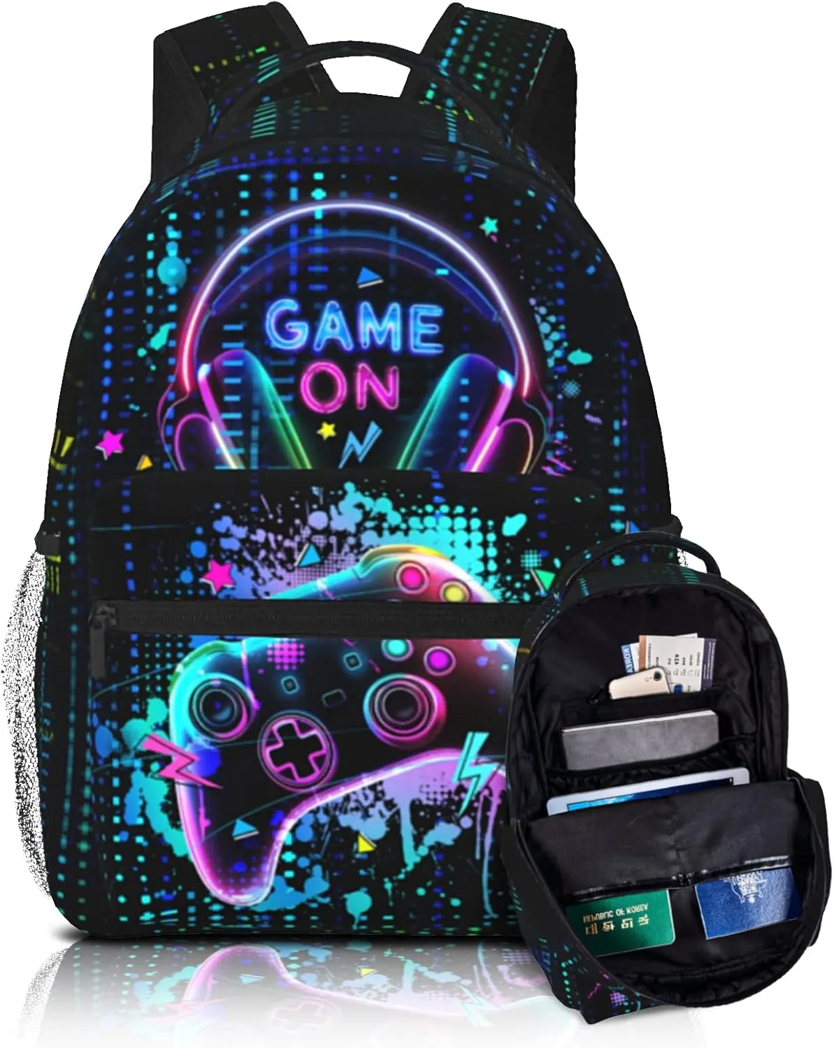 School Backpack for Boys Video Game Boys Backpack for Kids Children Teens Elementary Middle School - Students Bookbag Ages 6-18, Game Bookbag Travel Back Pack