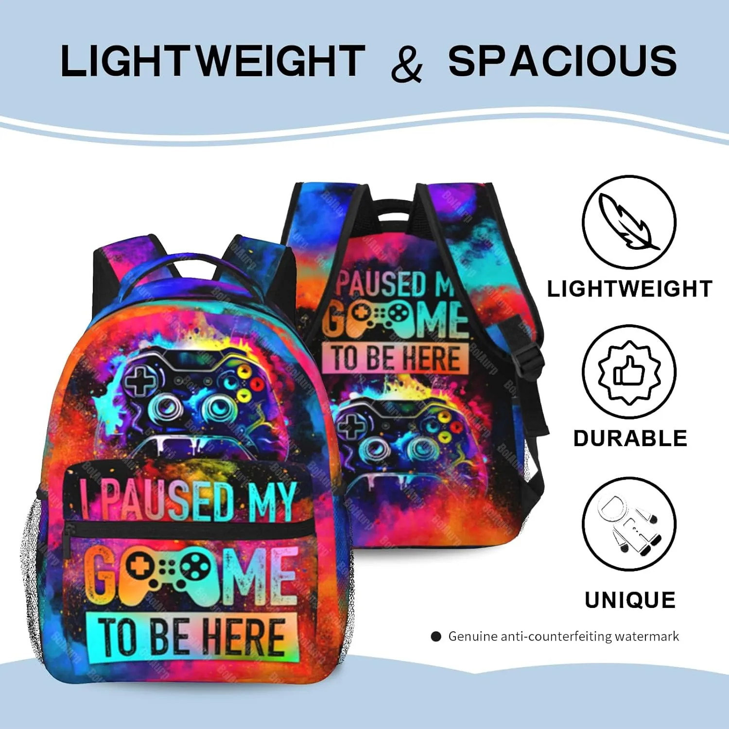 School Backpack for Boys Video Game Boys Backpack for Kids Children Teens Elementary Middle School - Students Bookbag Ages 6-18, Game Bookbag Travel Back Pack