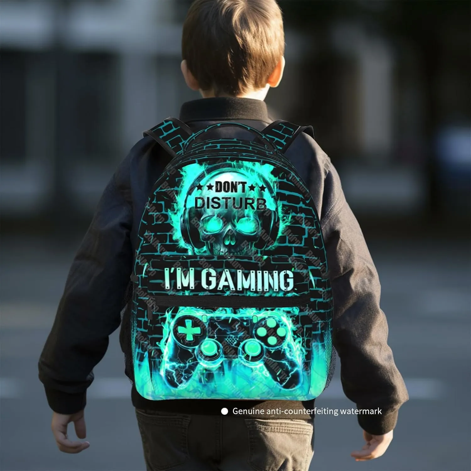 School Backpack for Boys Video Game Boys Backpack for Kids Children Teens Elementary Middle School - Students Bookbag Ages 6-18, Waterproof Adjustable Game Bookbag Travel Daypack