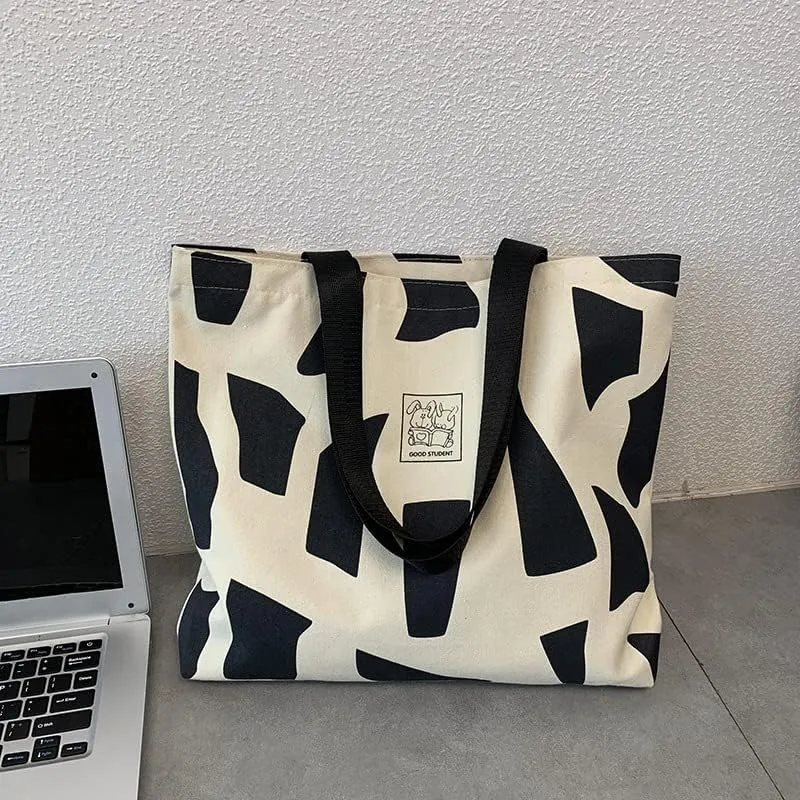 Shopping Bag Tote Bag Canvas Reusable Shoulder Bag handbag with inside pocket for shopper everyday life