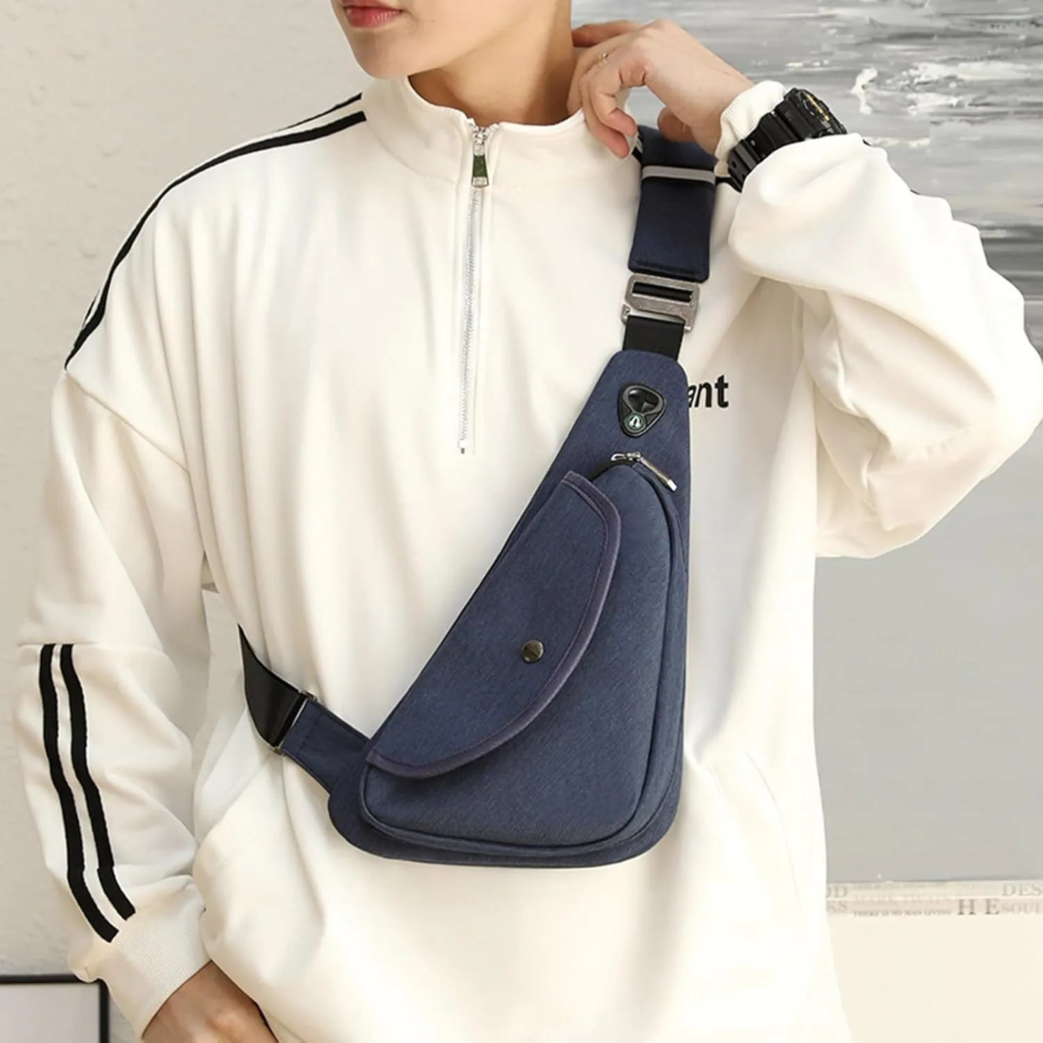 Shoulder Bag for Women Mens Sling Bag Chest Bags Shoulder Bags With Adjustable Shoulder Straps (Dark Blue, One Size)