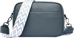 Shoulder Bags for Men 2023 Fashion Simple One Shoulder Crossbody Bag Vintage Shoulder Strap Cowhide (Blue, One Size)