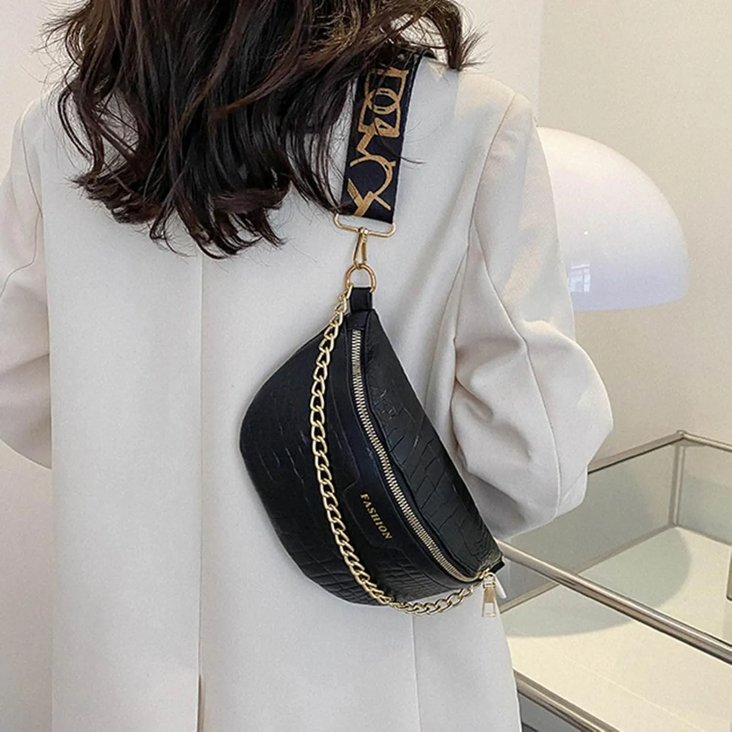 Shoulder Straps for Bags Messenger Bag Large Shoulder Crossbody Bag Leather Shoulder BagFor Teen Mens (Black, One Size)