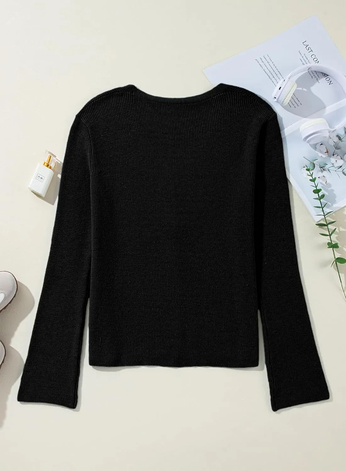 Sidefeel Womens Cardigan Sweaters V Neck Button Long Sleeve Knit Oversized Cardigans