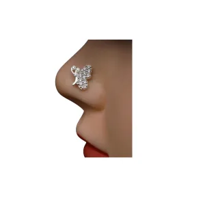 Silver Nose Jewelry Buterfly Nose Jewelry Crystal Nose Stud Indian Nose Stud Diamond Nose Stud Indian Body Jewelry Indian Nose Ring