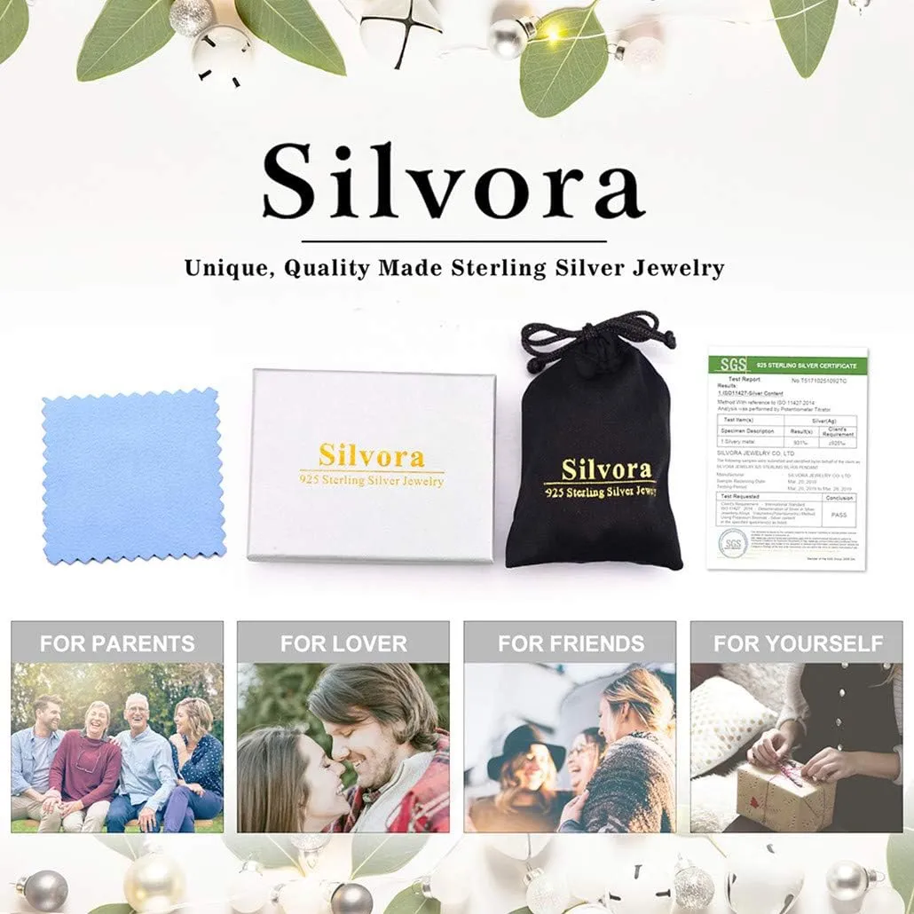 Silvora Personalized Heart Locket Picture Necklace 925 Sterling Silver Custom Photo Lockets Memorial Holder Gift for Love Custom Photo Locket Pendant Necklace for Women Xmas Gift