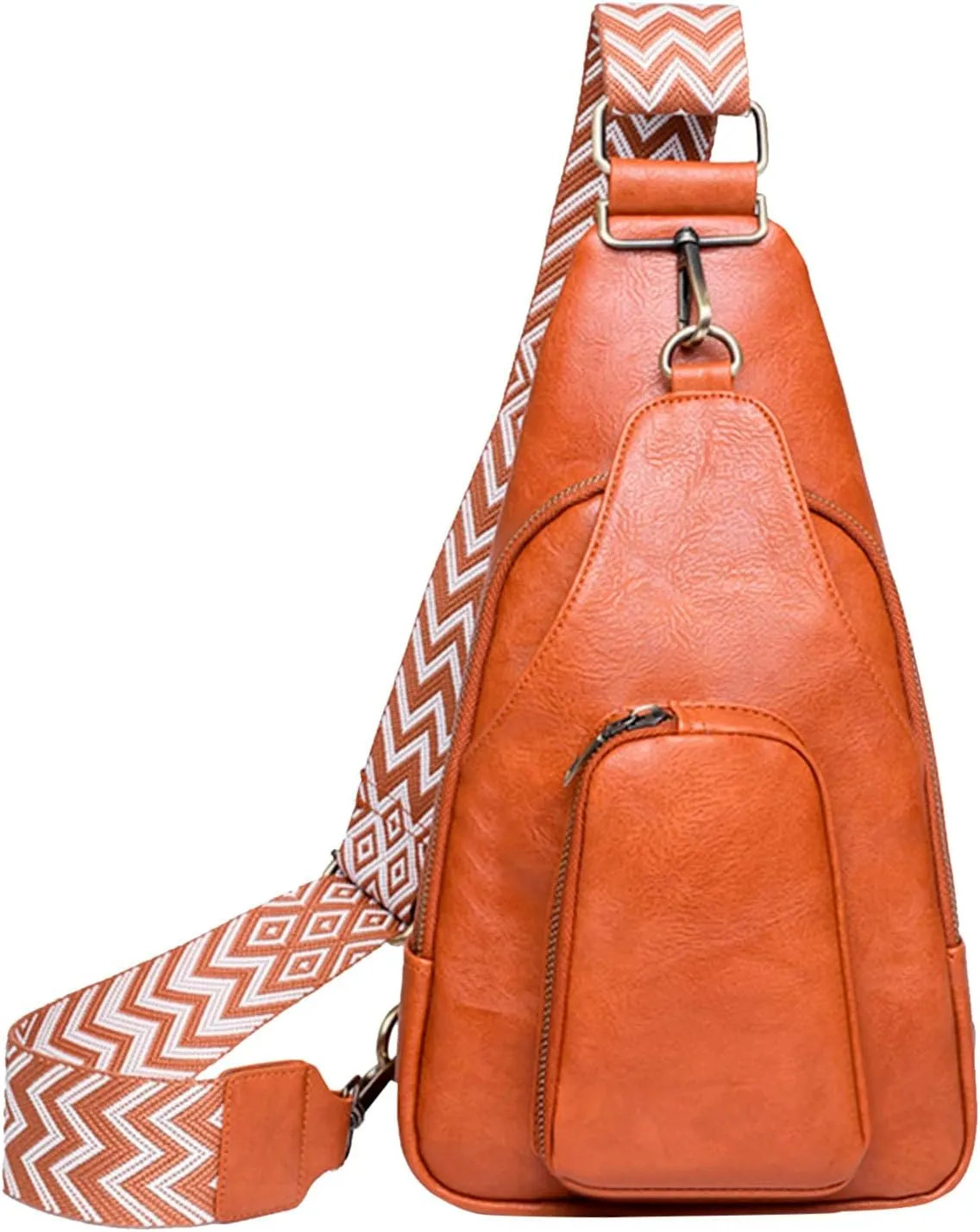 Sling Bag For Women Leather Small Fanny Pack Crossbody Bags Chest Bag For Women Trash Messenger Bags (Brown, One Size)