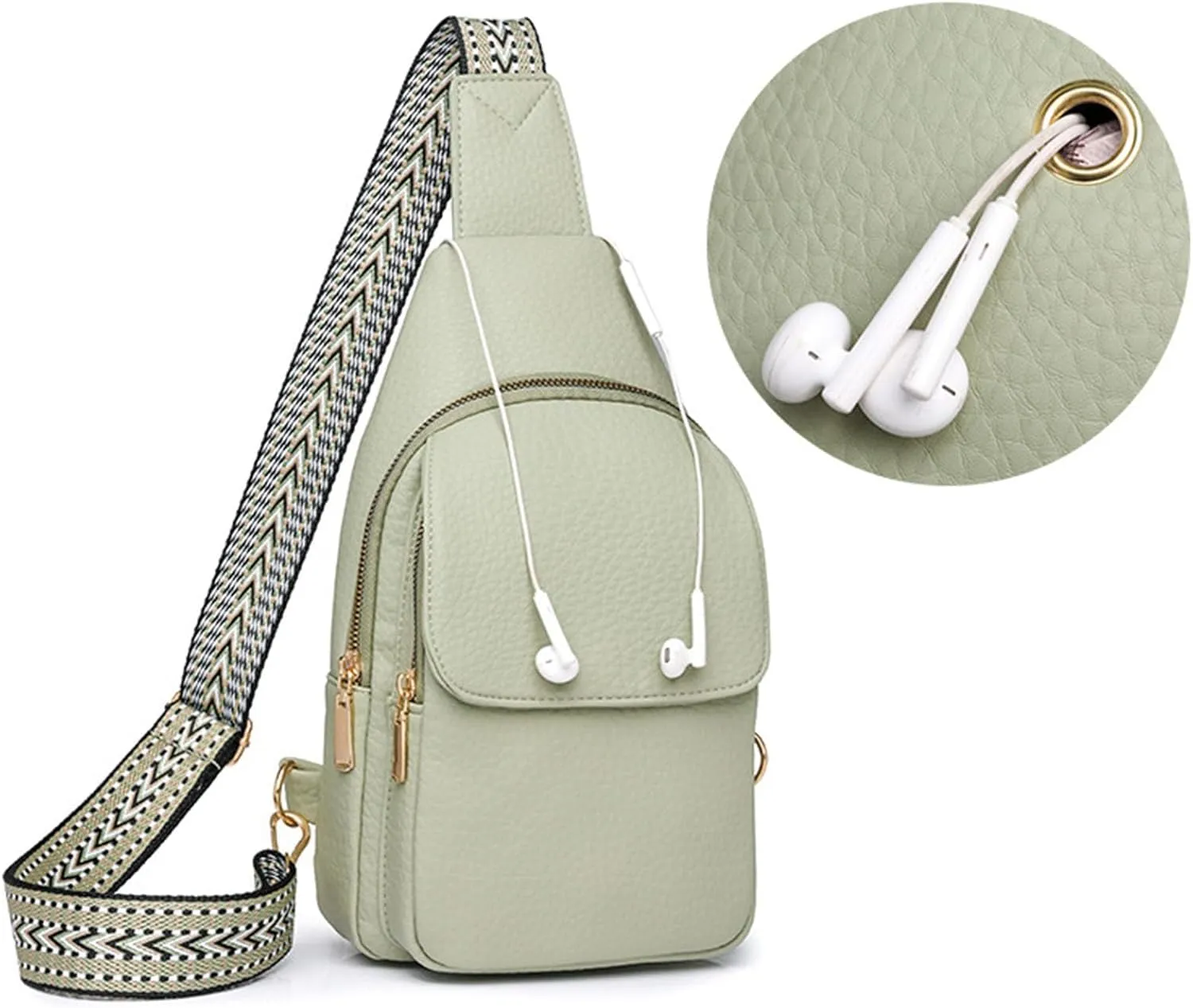 Sling Bag For Women Men Backpack Fanny Pack Crossbody Chest Travel Bags Purse With Adjustable Guitar Strap Pu Leather